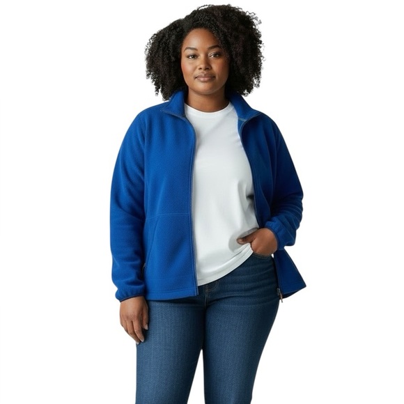 L.L.Bean Mountain Classic Fleece Jacket  Blue Full Zip Long Sleeve Women 2X NEW - Picture 2 of 16